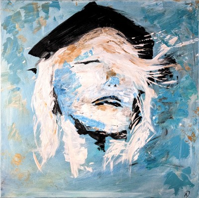 Blue Acrylic Woman Face