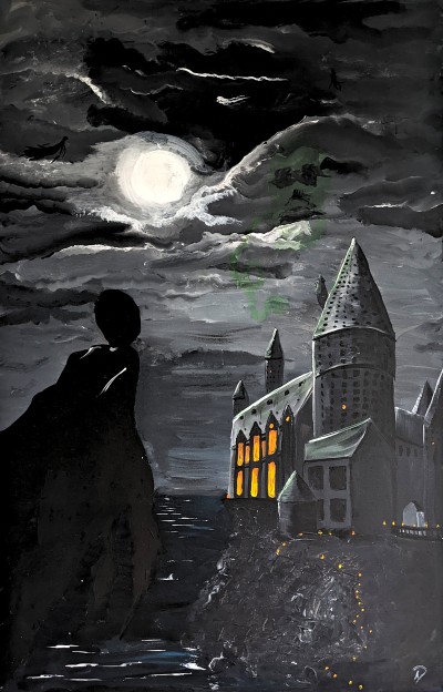 A dementor looing on the Hogwart castle